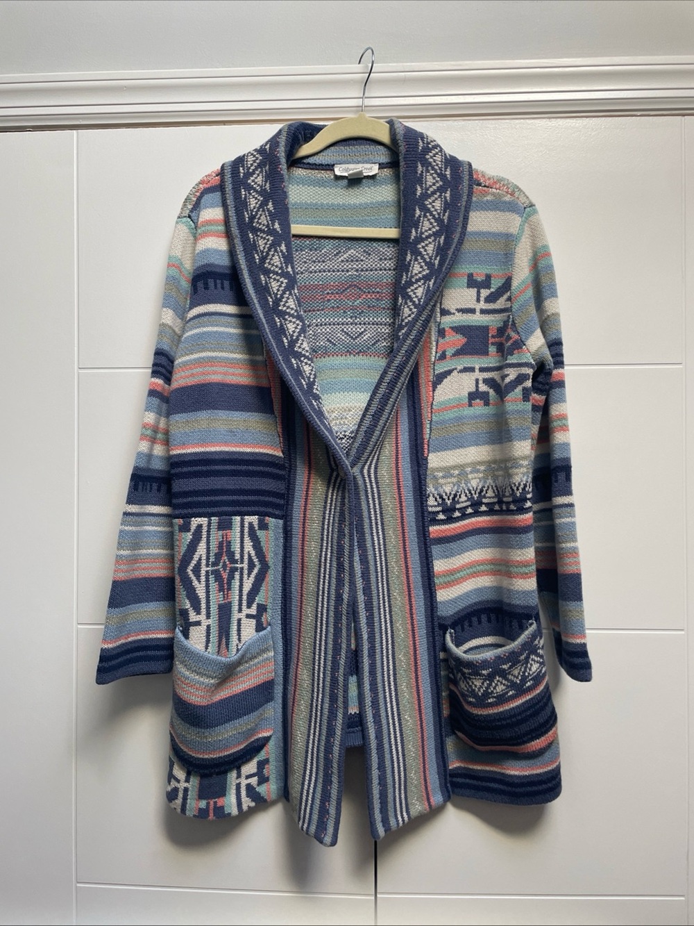 Coldwater Creek Long oversized Chunky Cardigan Sweater S Southwestern Aztec Boho